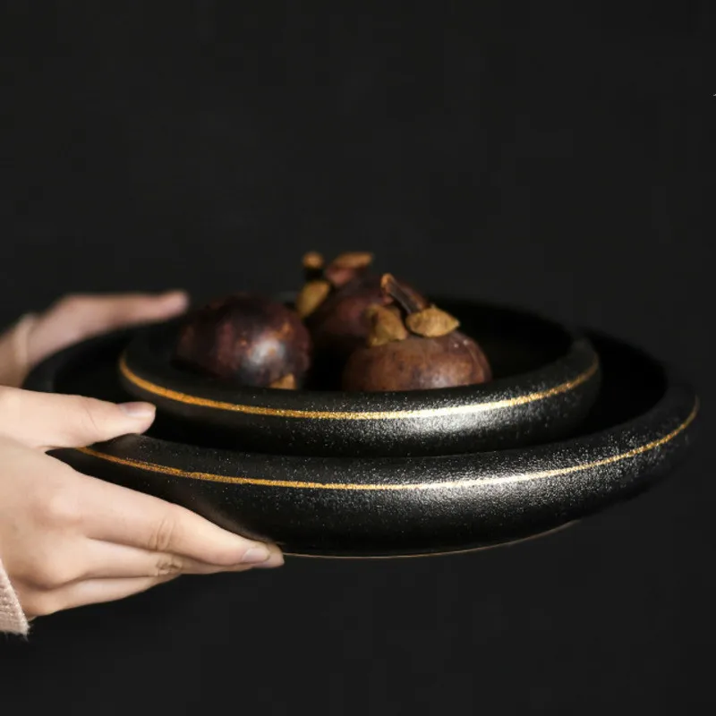 

Retro Ceramic Dishes Split Glazuur Keramische Plaat Westerse Steak Salade Dessert Taart Sushi Opslag Decoratieve Plaat