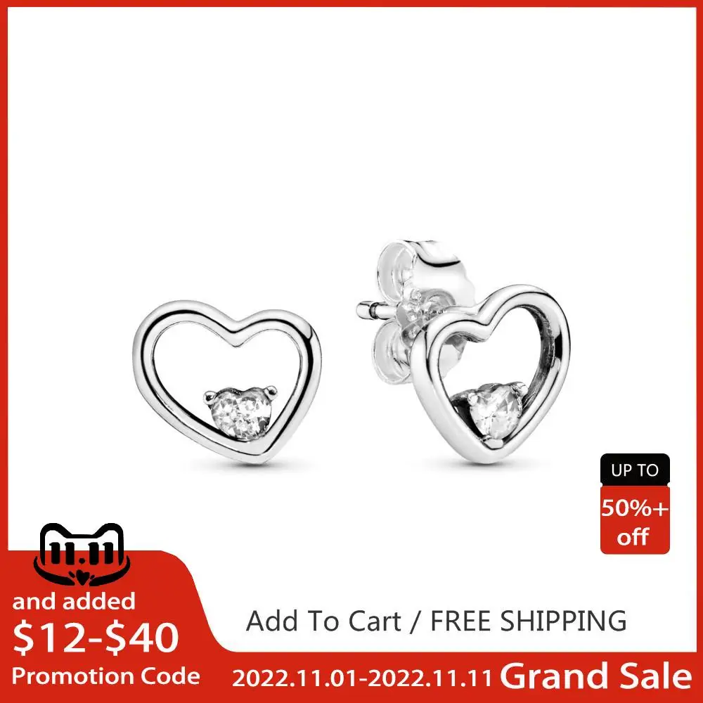 

Comfortable to Wear Dazzling Asymmetric Hearts of Love Earrings for Women 925 Sterling Silver Original