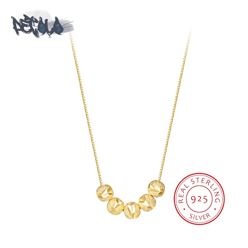 

Женское ожерелье из серебра S925 пробы, Роскошная подвеска из 18-каратного золота с переводной бусиной, винтажная цепочка до ключиц, серебряные ювелирные изделия