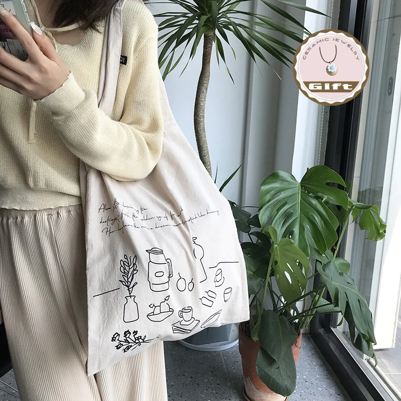 Bags for Women 2022 Cotton Linen Shoulder Bag Reusable Shopping Bags Tote Female Handbag for A Certain Number of Dropshipping
