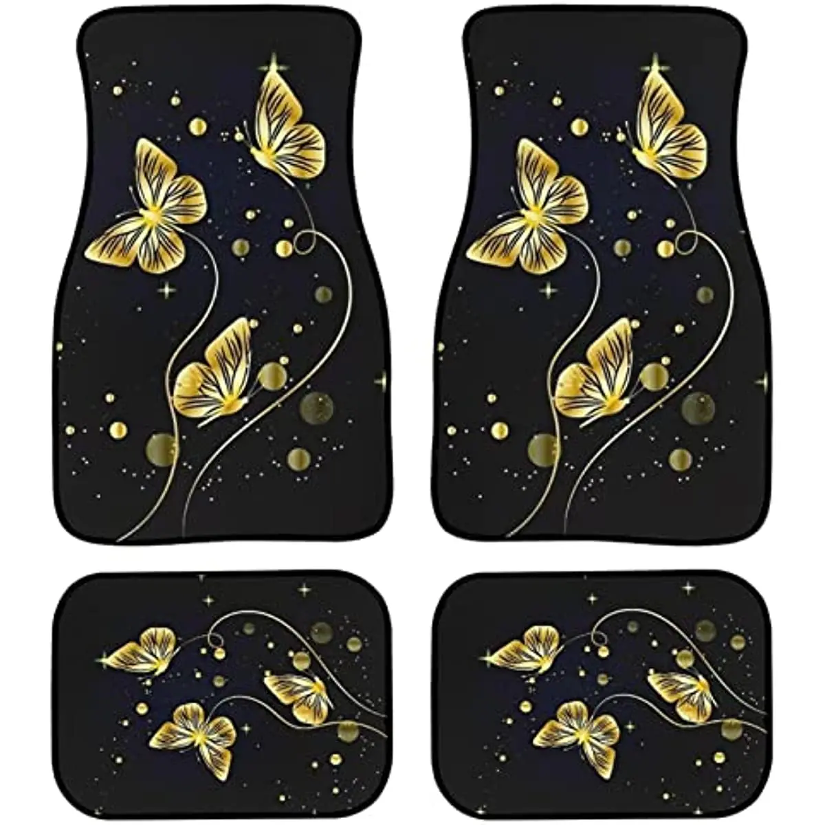

ZFRXIGN Gold Butterfly Car Floor Mat 4-Piece Non Slip Rubber Backing Car Interior Decorative Pads for Womens SUV Trucks Sedans V