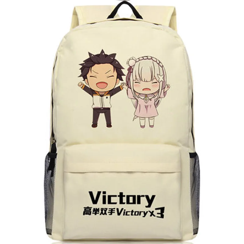 New Anime Re: Zero Kara Hajimeru Isekai Seikatsu Ram / Rem Backpack Fashion Luminous Oxford SchoolBag Unisex