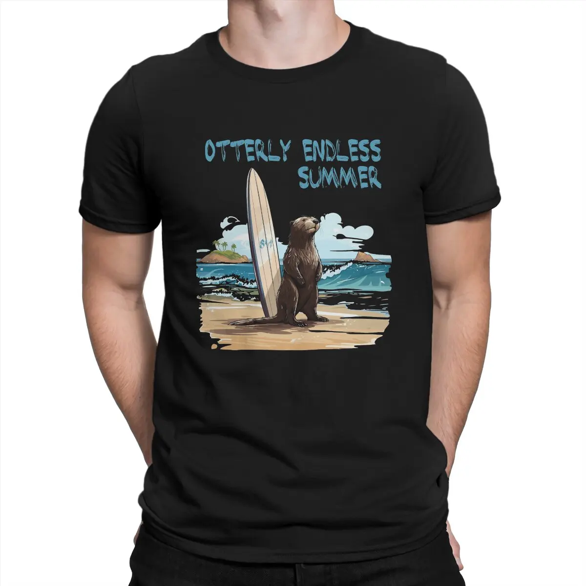 Men's 841 Surfing Otter Otterly Stoked T Shirts Santa Bike C