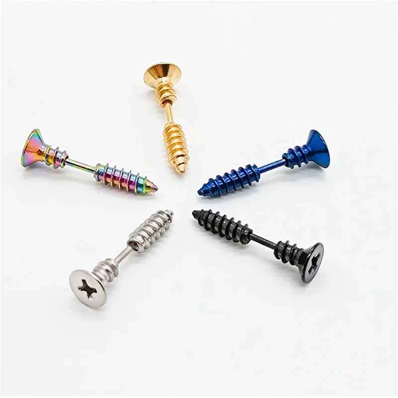 Винтовые серьги-гвоздики в стиле панк Спиральные серьги хип-хоп уличные