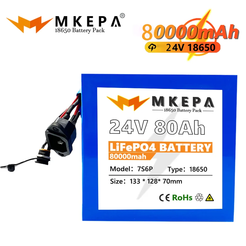 

New 7S6P 24V 80000mAh battery pack 1000W 29.4V 80000mAh lithium battery for wheelchair electric bicycle