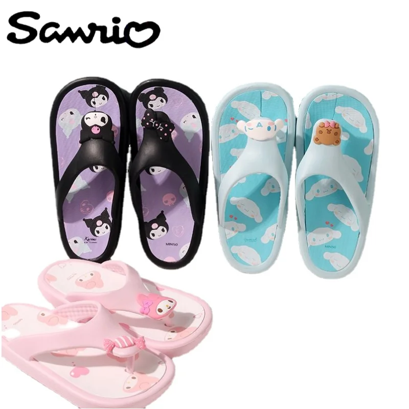 

Sanrio new animation peripheral cartoon kawaii kulomi cinnamon roll My Melody cute non-slip flip flops creative gift wholesale