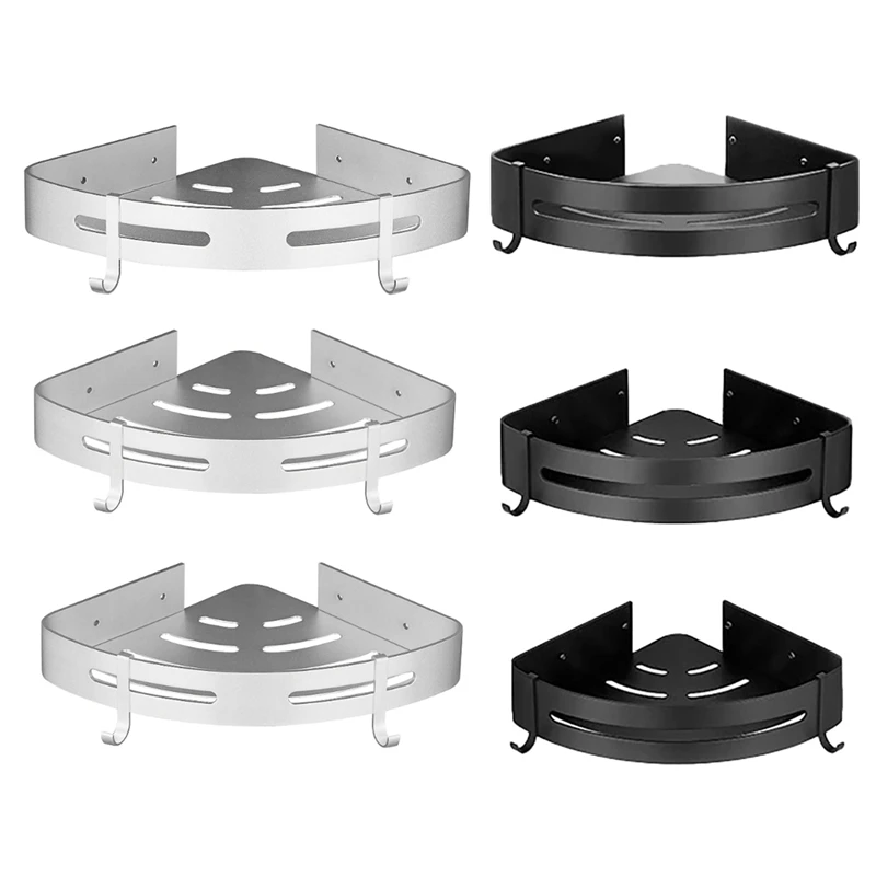 

Угловая полка, аксессуары для ванной комнаты, алюминиевая угловая душевая полка с крючками