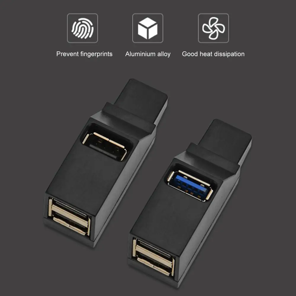 

Mini Portable 3 Ports USB 2.0/3.0 Data Cable Hub Splitter for Laptop/Computer