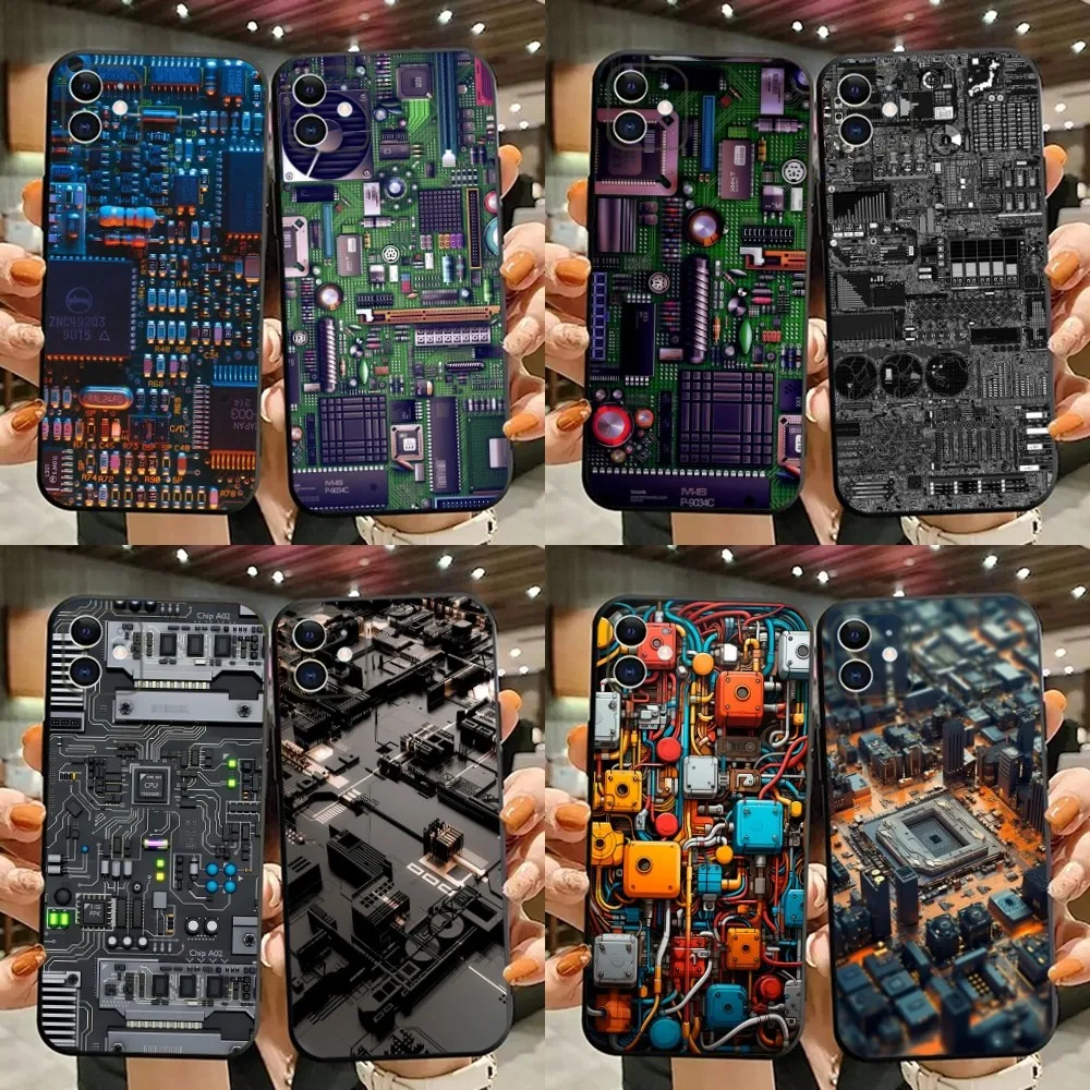 Чехол для телефона с материнской платой iPhone 15 14 13 12 11 Plus Pro Max XS XR SE Mini 8 7 мягкий