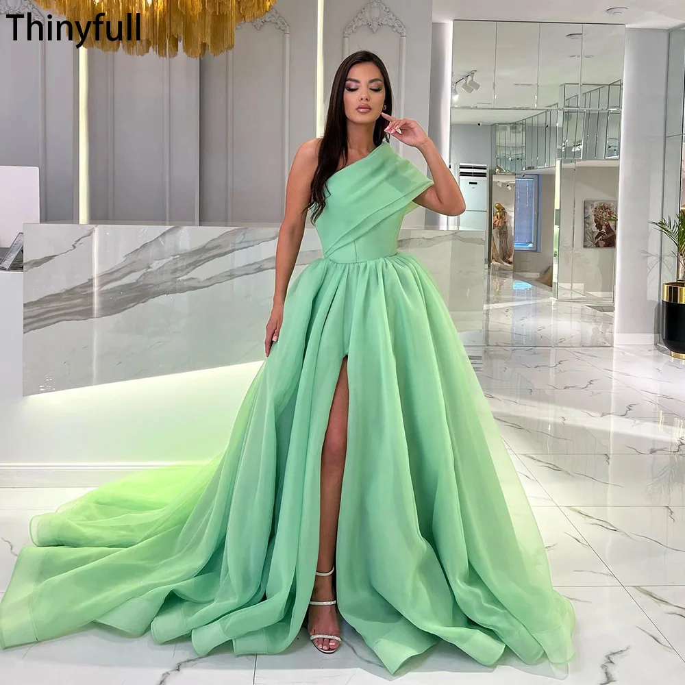 

Thinyfull A Line Evening Dresses Organza One Shoulder Split Party Gowns Dubai Formal Dresses Prom Celebrate Dresses 2024
