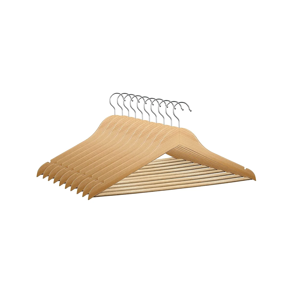

10 x Wooden Clothes Hangers 44.5 x 23cm Wooden Hangers Wooden Clothes Hangers Rotation