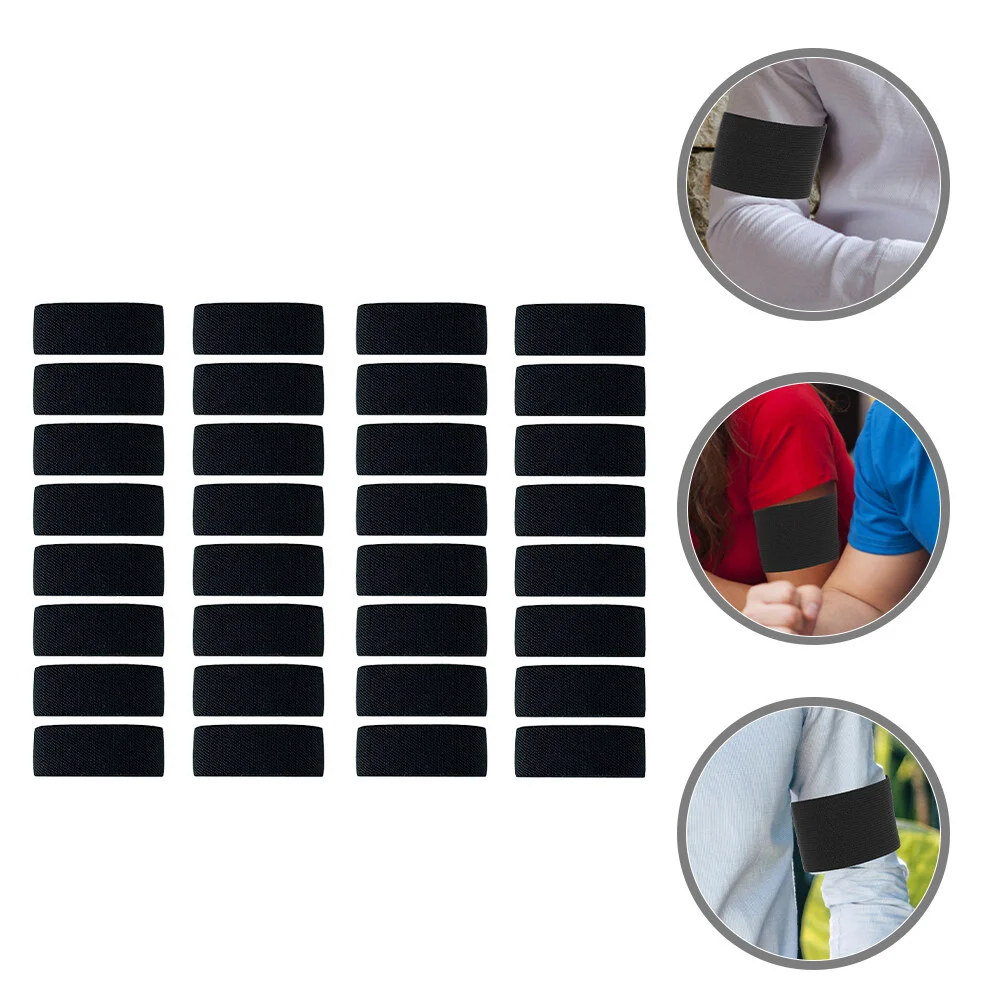 

32 Pcs Funeral Goods Police Armband Elastic Black Cloth Tape Mourning Football Bands
