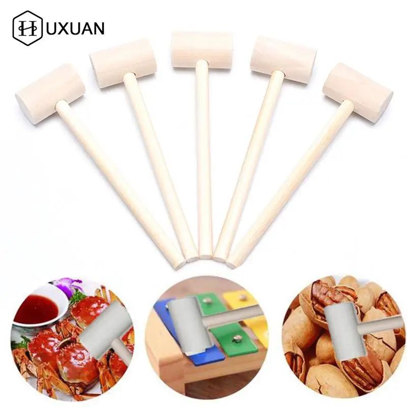 

5pcs Solid Wood Mini Hammers Hitting Hammer Cake Mallet Kids Educational Toy (Round)