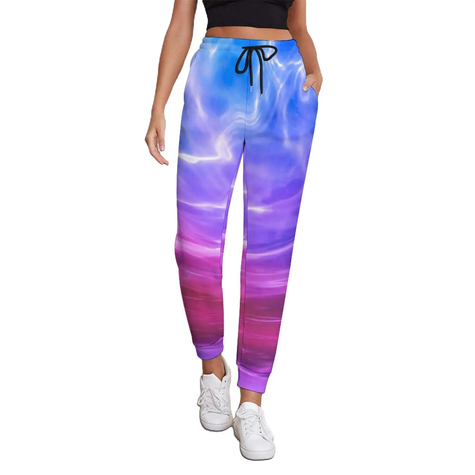 

Джоггеры женские жидкие в абстрактном стиле, элегантные брюки оверсайз синего, розового, фиолетового цветов, для весны, идея для подарка