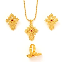 ethiopian cz cross jewelry set necklace and earrings ethiopia gold eritrea sets for womens habesha wedding party gift