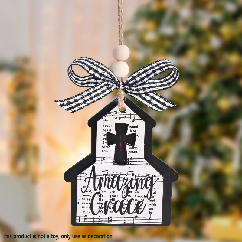 1 шт. деревянный двухслойный кулон в форме домика с Иисусом