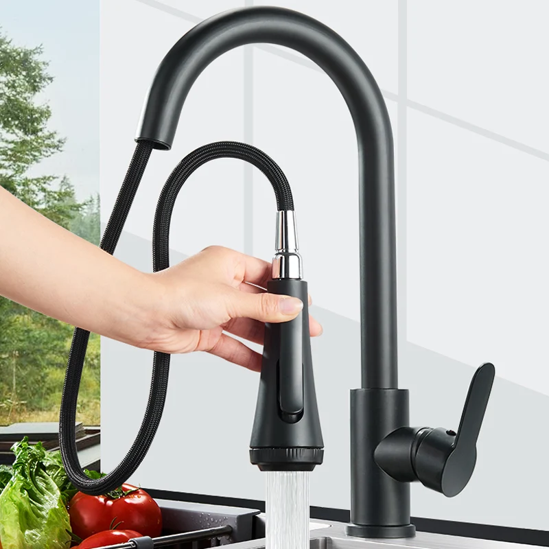 

Kitchen faucet hot and cold draw telescopic household shower sink
