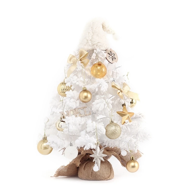 

50cm Mini Tabletop Christmas Tree Artificial Christmas Tree with LED Light Ornaments Cloth Bag Base for Home Hotel House