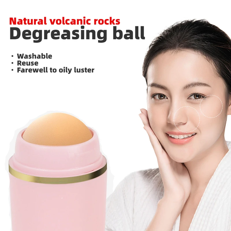 

Face Oil Absorbing Roller Natural Volcanic Rolling Stick Ball Facial Massage Body Stick Pores Cleaning Roller Face Skin CareTool