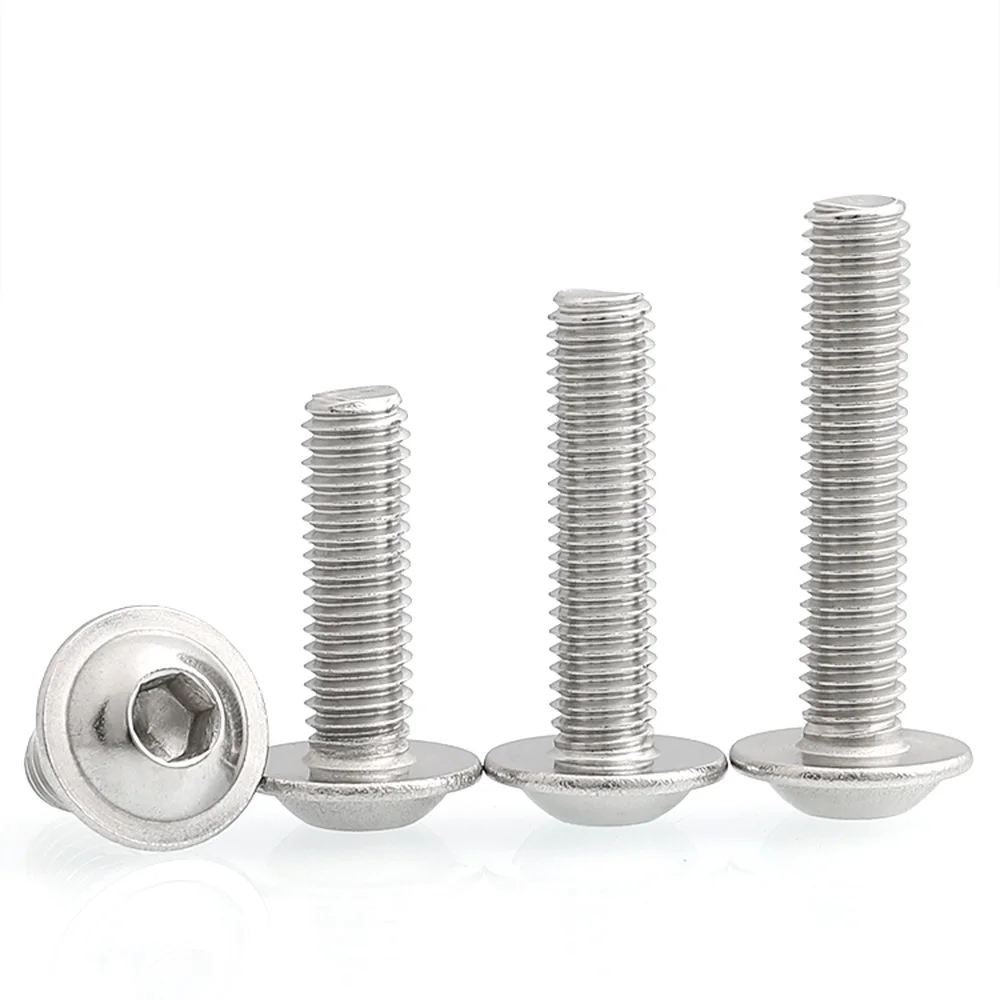 

20pc M6 304 Stainless Steel Round Button Head Flange Screw Inner Hex Socket Allen Socket Cap Screws Bolt ISO738 L=8mm-30mm 16mm