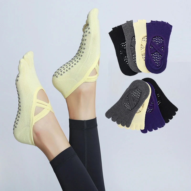 

Five Toed Pivot Barre Yoga Socks Pure Cotton Dot Silicone Non-slip Women High Quality Half Toe Solid Pilates Grip Socks