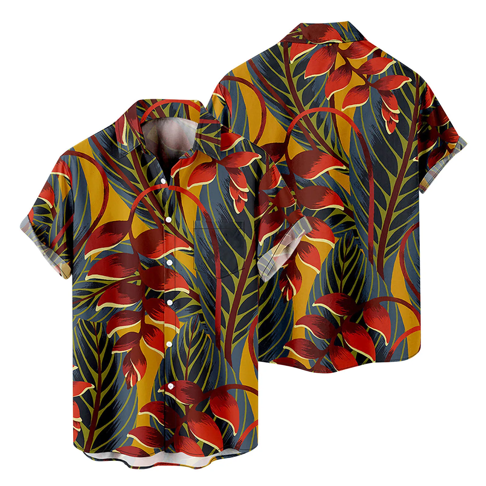 

Мужская Модная и удобная рубашка с 3D цифровой печатью, с пряжкой и отворотом, с коротким рукавом, Мужская Большая фотография