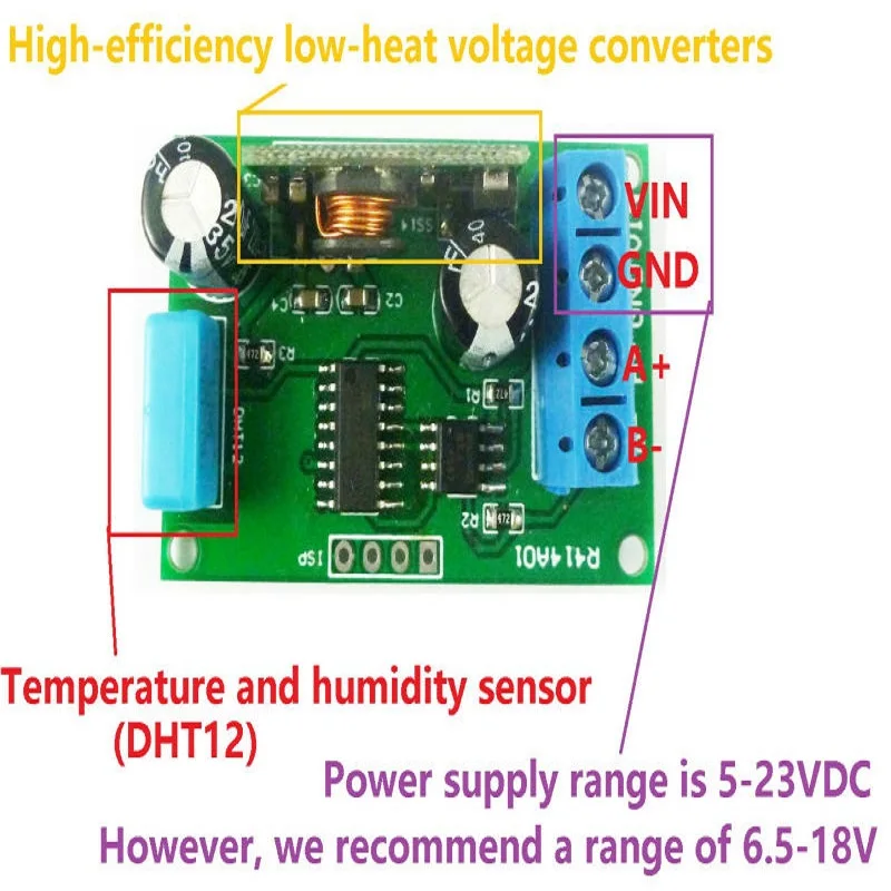 Датчик температуры и влажности рту R414A01 5-23 В постоянного тока RS485 Modbus удаленный