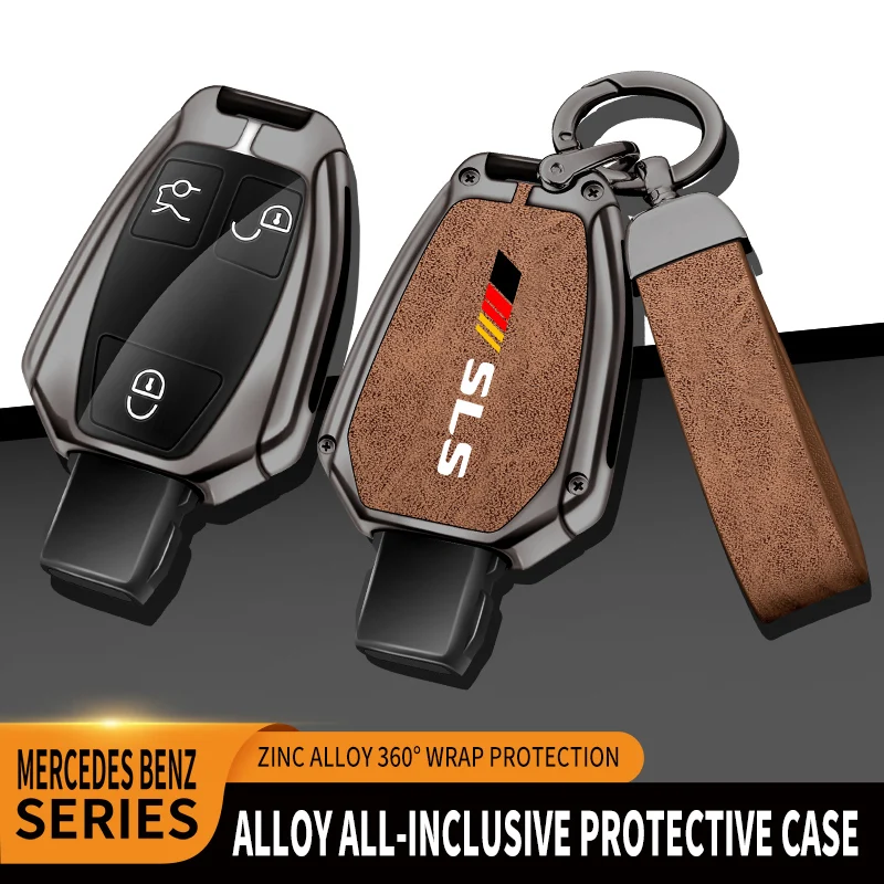 

Car TPU Zinc Alloy Key Case Bag For Mercedes Benz AMG SLK Logo Car Key Chain Car Metal Key Shell Interior Decoration Accessories