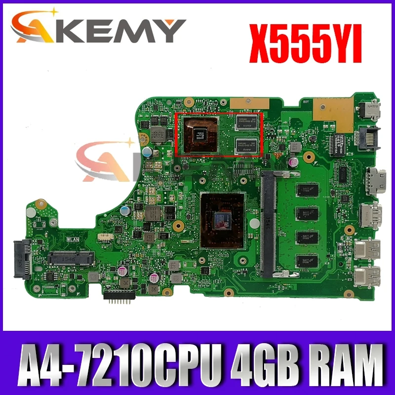 

Материнская плата X555YI A4-7210CPU 4 Гб RAM, материнская плата REV 2,0 для ноутбука ASUS X555D A555D X555DG X555YI 90NB09C0-R00020, 100% протестирована