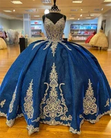 luxury dark blue appliques quinceanera dresses beaded ball gowns elegant sweetheart princess dress vestidos de 15 a%c3%b1os
