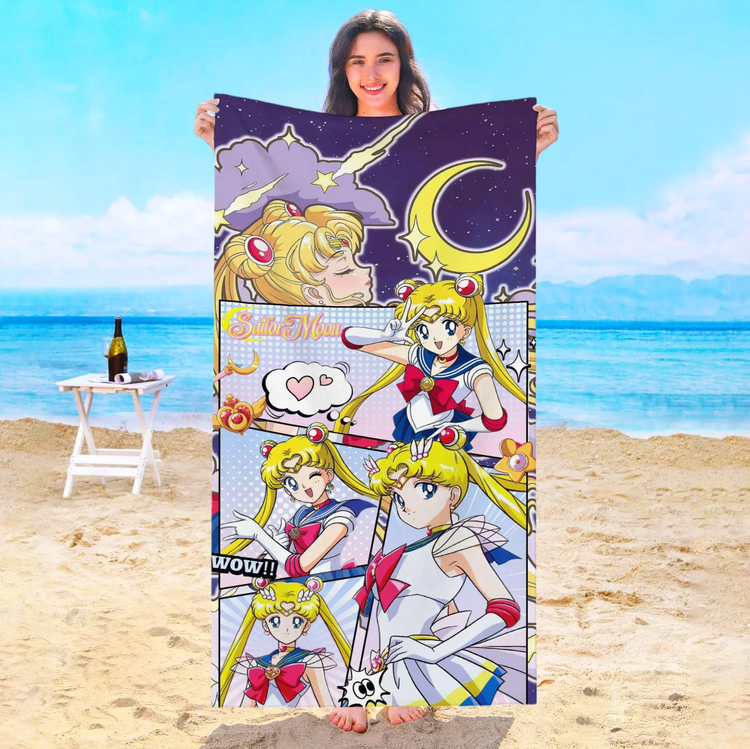 

Милый мультфильм S-Sailor M-Moon Пляжное полотенце Отельные полотенца Ванная комната Для дома Путешествия Бассейн Сауна Playa Детский спа Ванна Тренажерный зал Море
