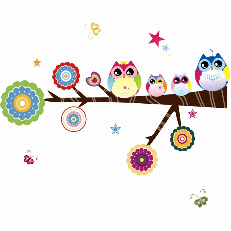 Милые наклейки на стену с цветочным деревом для детской комнаты спальни