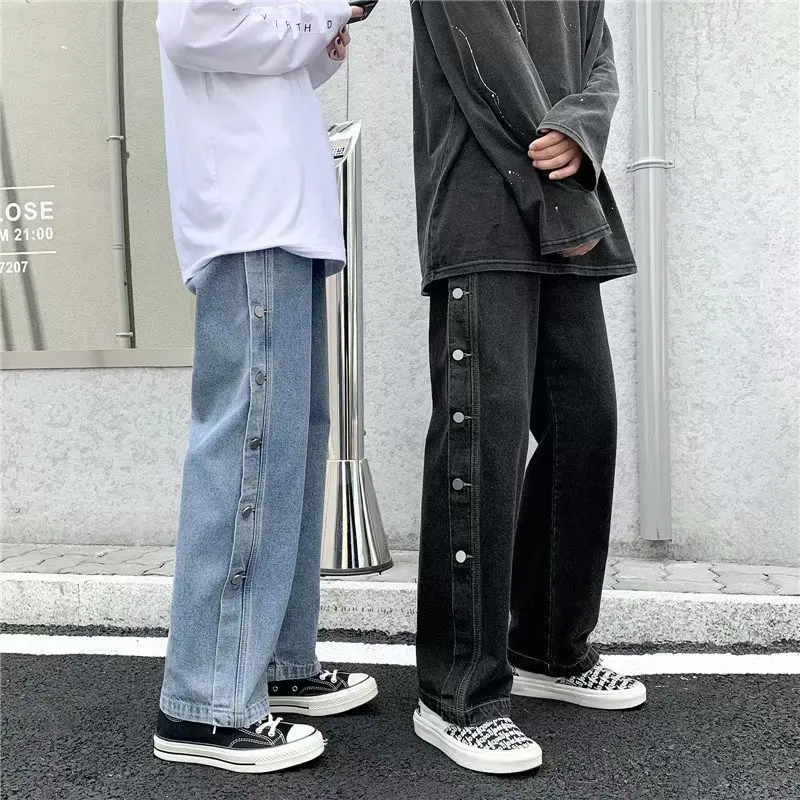New Men's Jeans Loose Fashion Handsome Wide Leg Pants Autumn Spring Straight Denim Trousers Plus Size Male Bottoms Streetwear