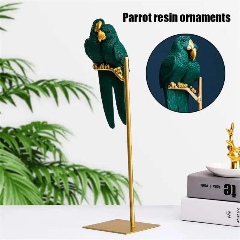 

Nordic Creative Resin Simulated Animal Parrot Bird Crafts Ornaments Gold Modern Home Desktop Decoration Miniature Figurines