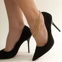 multi layer tassel chain metal foot ornaments shoe chains ethnic style geometric foot chains