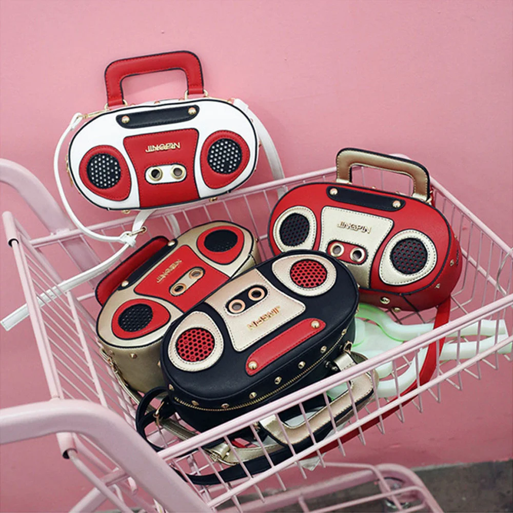 Personality Retro Shoulder Bags Creative Recorder Bag New Women Handbag Rock Fan Shoulder Bag Contrast Color Diagonal Small Bag