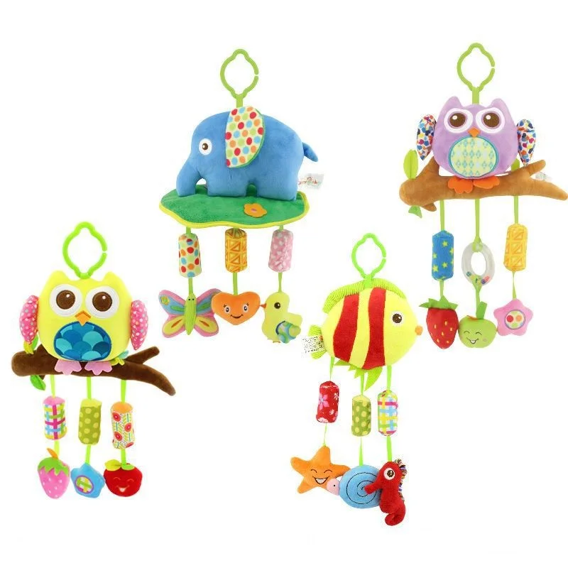 

New Arrival Soft Animal Handbells Rattles Plush Infant Baby Development Handle Toys Cute Appease Soothing Hand-eye Coordination