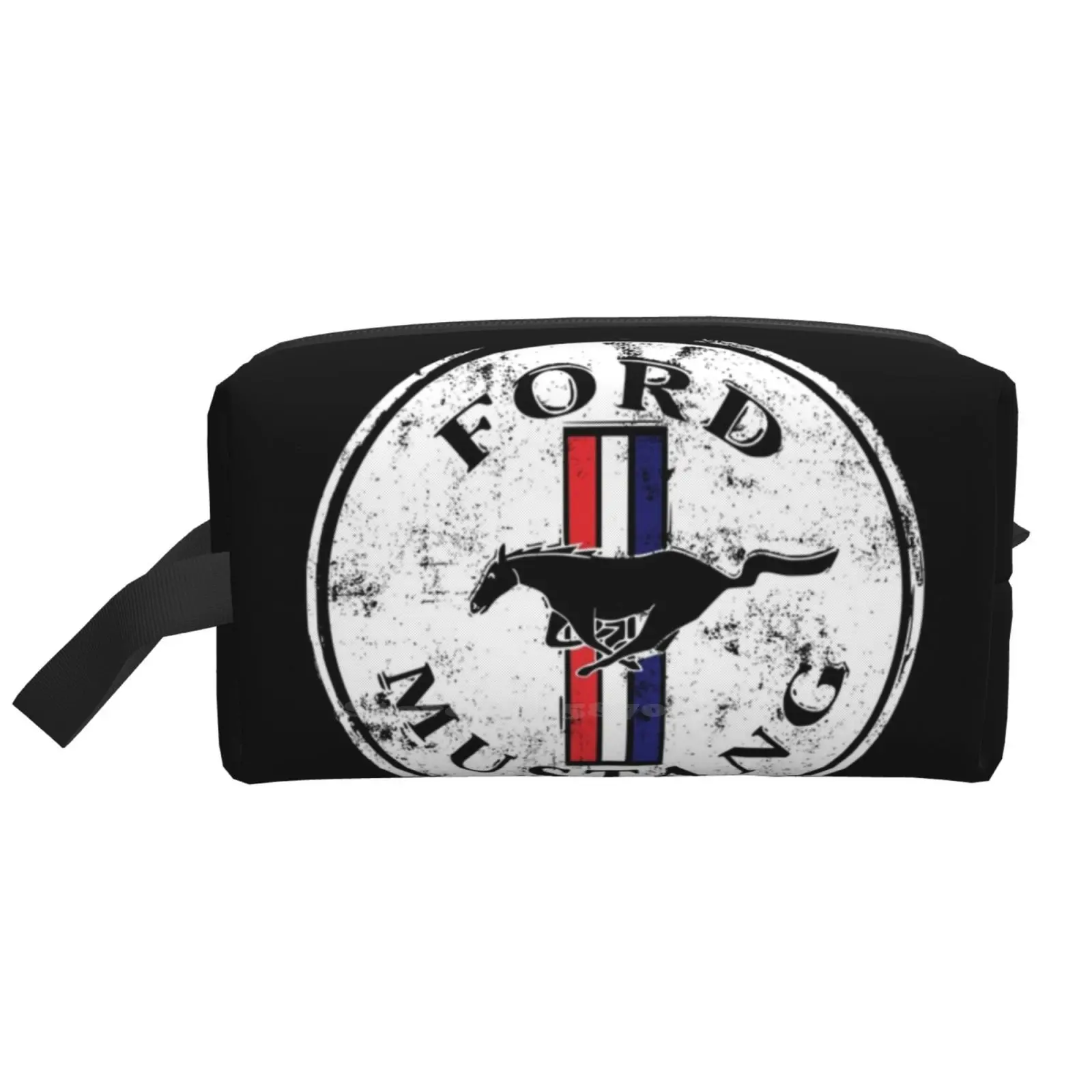 

Ford Mustang-винтажный логотип, классические ретро-школьные полосы, состаренная сумка для хранения в ванной, сумка для хранения данных, кабелей, р...