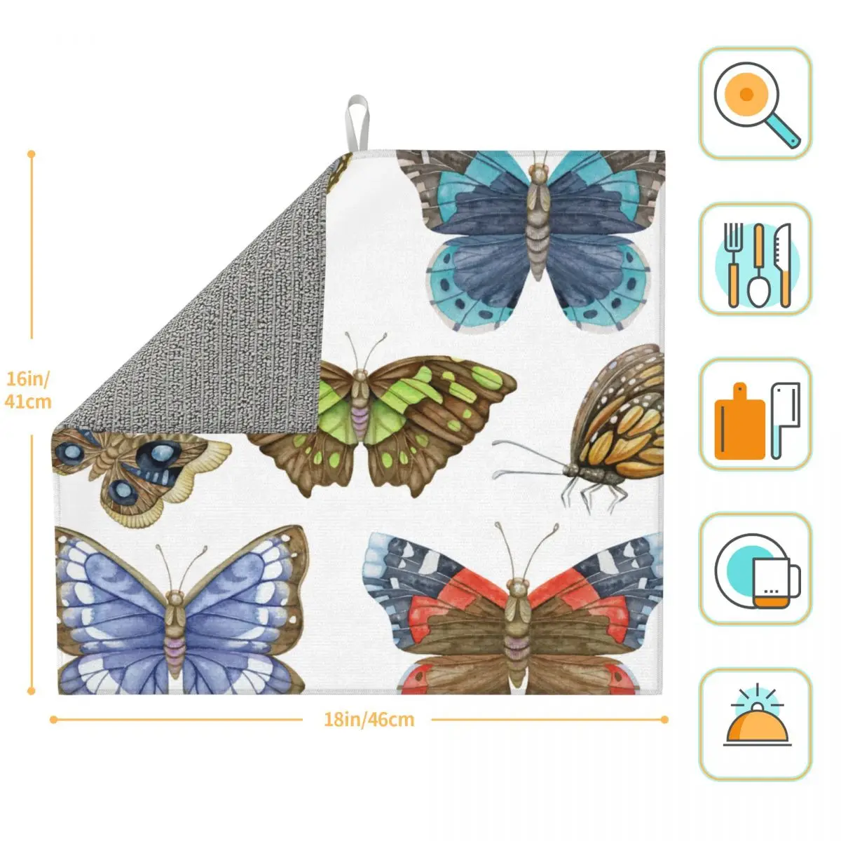 Коврик для сушки посуды кухонный водный коврик с бабочками сушилка Впитывающий