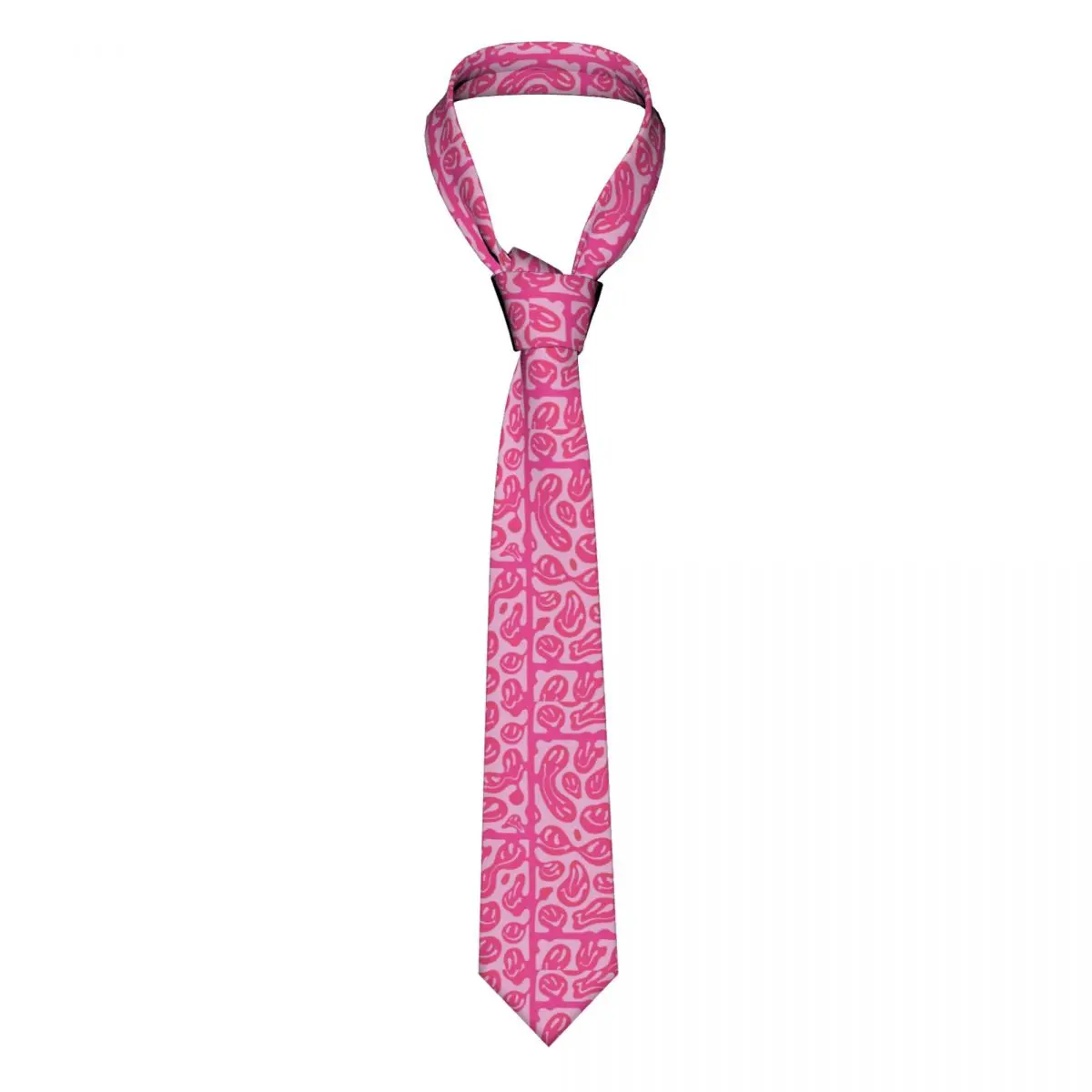 

Hot Pink Melted Smile Face Necktie Unisex Polyester 8 cm Aesthetic Colorful Psychedelic Neck Tie Mens Silk Classic Daily Cravat