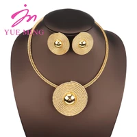 fashion round shape jewelry for women luxury vintage copper earrings elegant necklaces gold plated female jewelry party gifts
