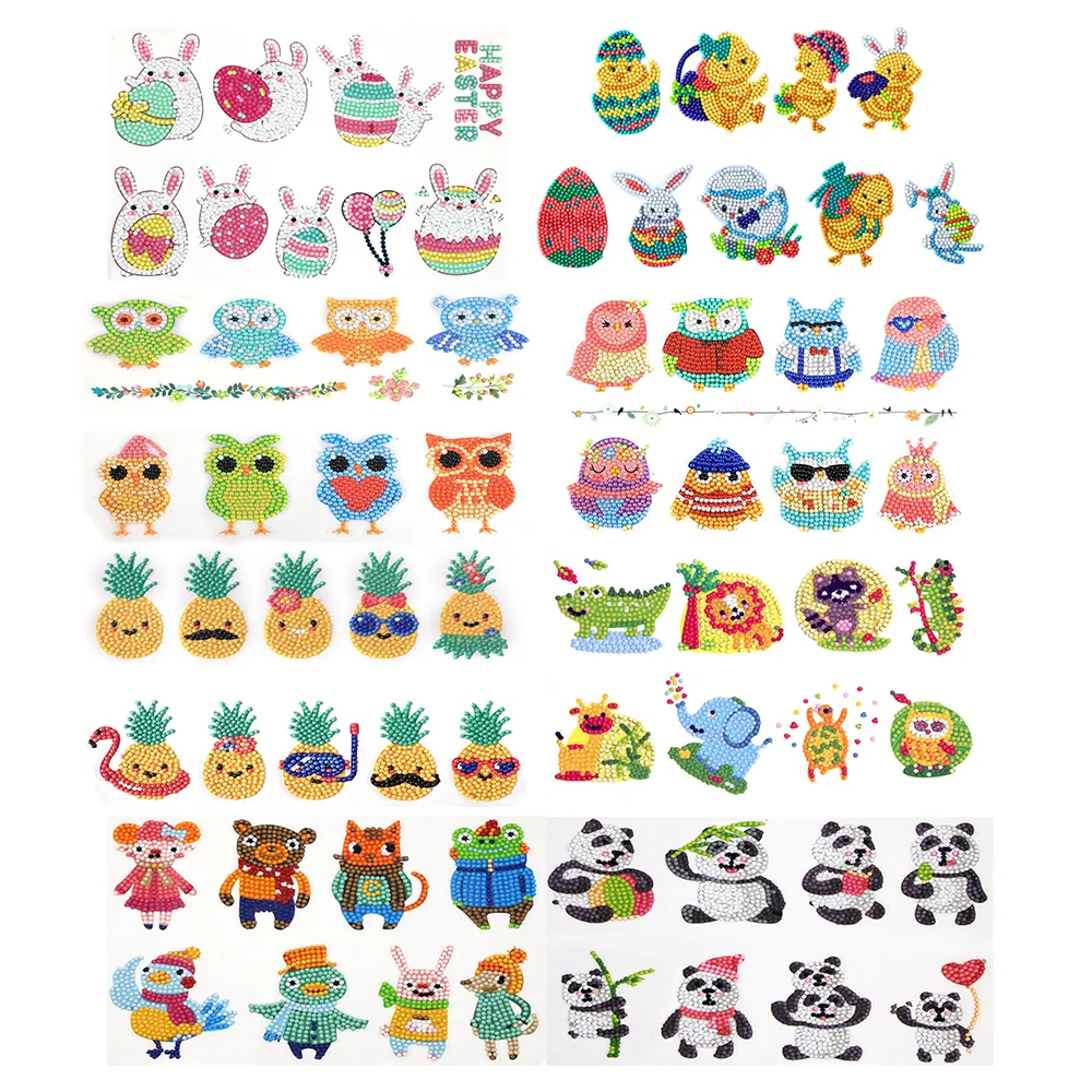 

Набор для алмазной живописи «сделай сам», детские наклейки с мультяшными животными, легко сделать своими руками, мозаичные наклейки по номерам