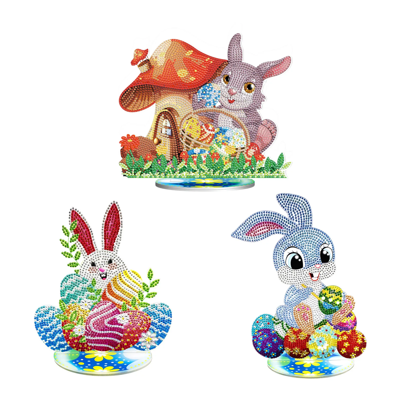 

Алмазная живопись 5D «сделай сам», красочные декоративные украшения в виде Пасхальных Кроликов и яиц, украшения в виде Пасхальных Кроликов С...