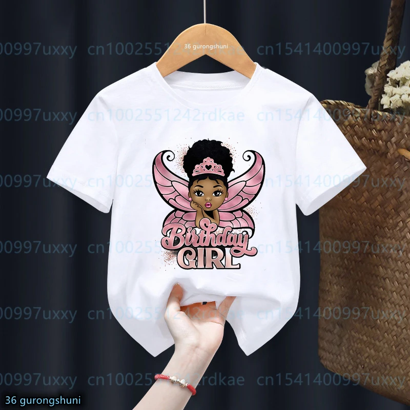 

It'S My Birthday Black Girl,Afro Puff Hair, Peekaboo Girl, Afro Girl Shirt,Kawaii Girl Tshirt Gives Kids Birthday Party Clothes