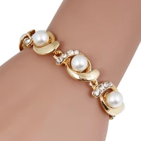 new ring diamond pearl bracelet ladies fashion gold silver chain alloy crystal bracelet alloy adjustable