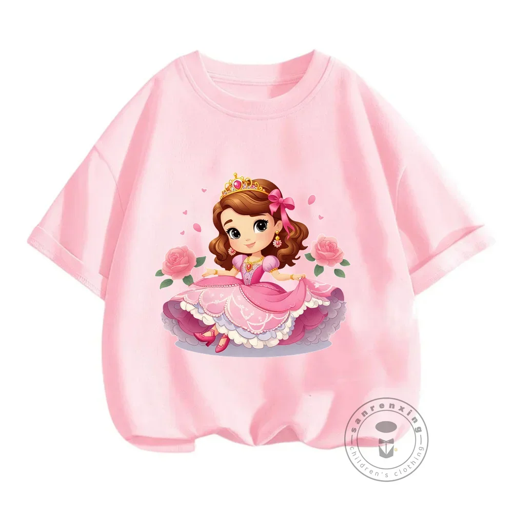 Детская летняя хлопковая футболка с принтом Солодное сердце Софии унисекс