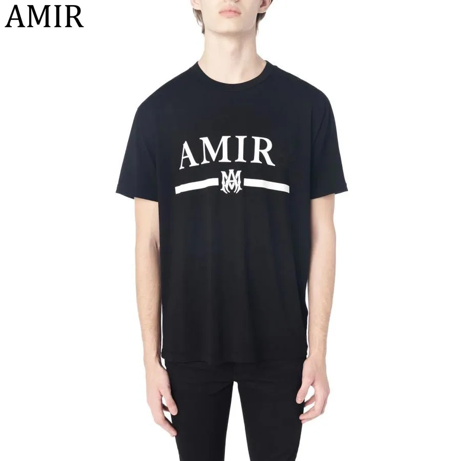

AMIR I 2022 Summer Tide Men Cotton Tshirt AM-11 Ir Letter Print Short-Sleeved Top Tees Casual Loose Unisex Round Neck T-shirt