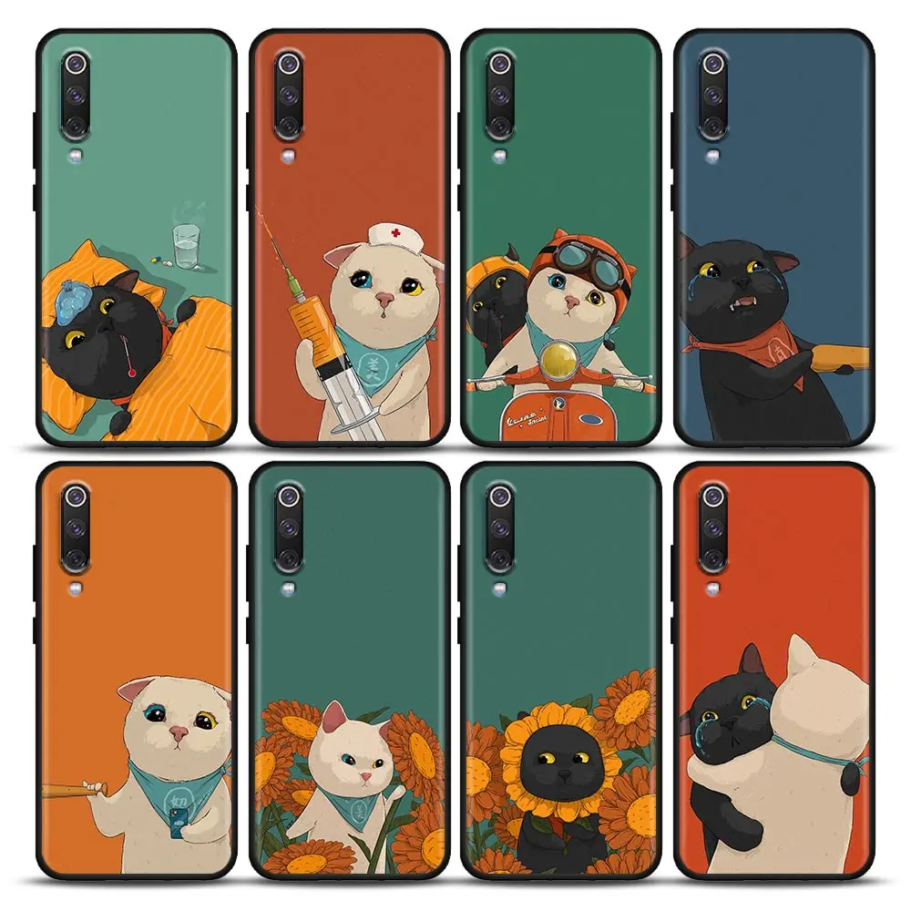 

Funny Cute Lovely Cat Kitty Cartoon Phone Case For Xiaomi Mi A2 8 9 SE 9T 10 10T 10S CC9 E Note 10 Lite Pro Cover Fundas Coques