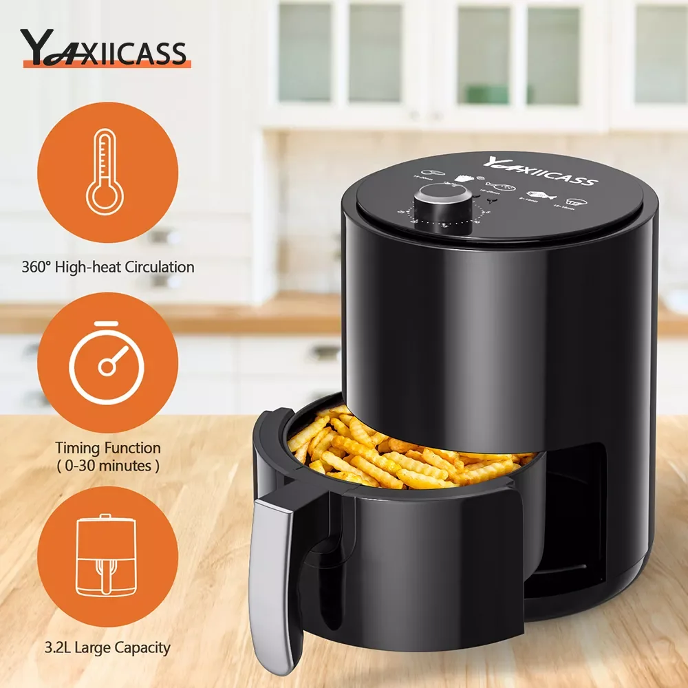 

YAXIICASS Air Fryer Without Oil 3.2L Large Capacity 360°Baking Convection Oven Home Intelligent Multipurpose Electric Deep Fryer