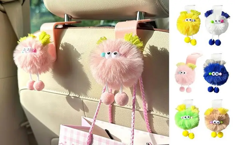 

Car Mini Hooks Creative Cute Plush Hooks For Dashboard Auto Decorative Sticky Hangers For Vechiles Car Interior Accessories